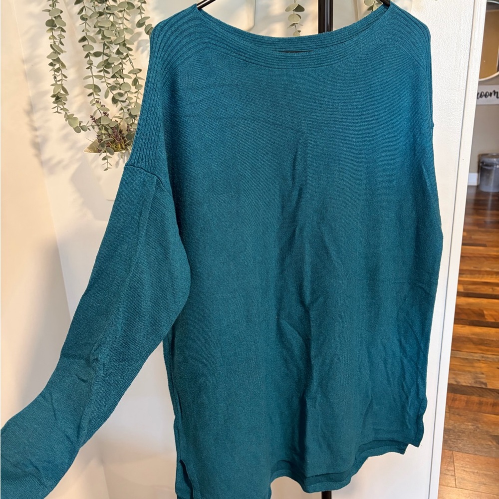 Ann Taylor Factory Teal Crewneck Sweater